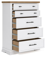 Ashbryn - White / Natural - Five Drawer Chest - JaxCo Furniture