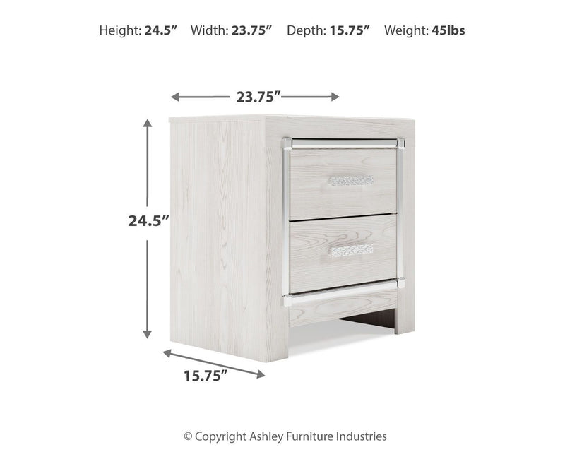 Altyra - White - Two Drawer Night Stand - JaxCo Furniture