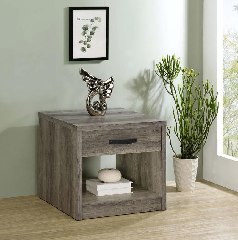Felix - 1-Drawer Engineered Wood Side End Table - Gray Driftwood - JaxCo Furniture