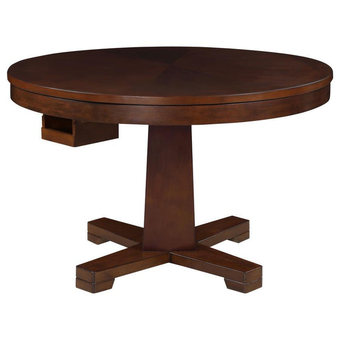 Marietta - Round Dining And Billiard Poker Game Table - Tobacco - JaxCo Furniture