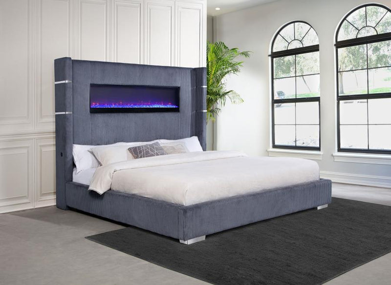 Tisdall - Upholstered Fireplace Bed - JaxCo Furniture
