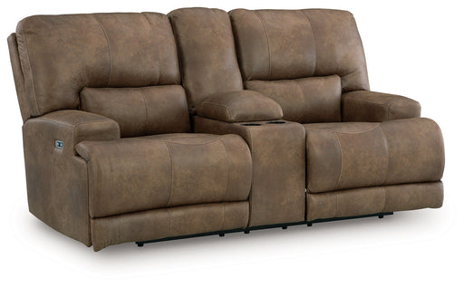 Beckley Place - Earth - Power Reclining Loveseat With Console / Adjustable Headrest - JaxCo Furniture