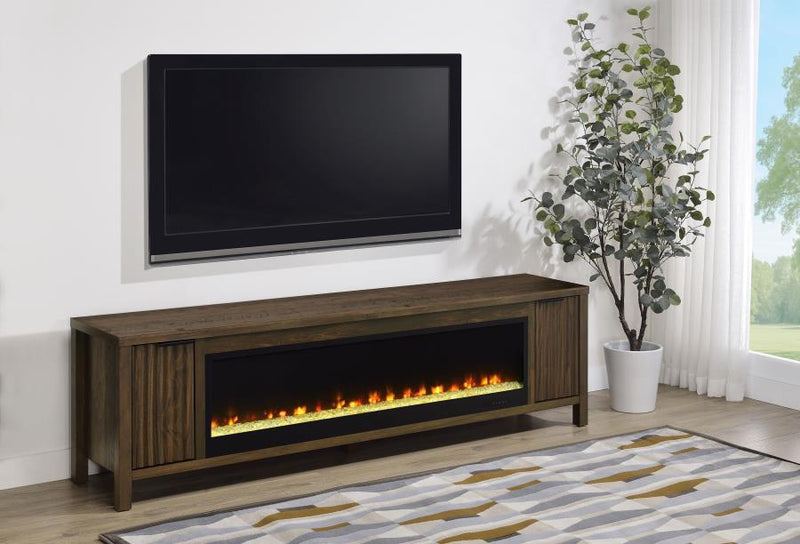 Carey - 79" TV Stand Fireplace Media Console - Dark Pine - JaxCo Furniture
