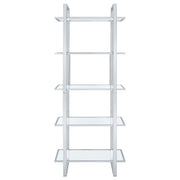 Hartford - 5-Shelf Glass Bookshelf - Chrome - JaxCo Furniture