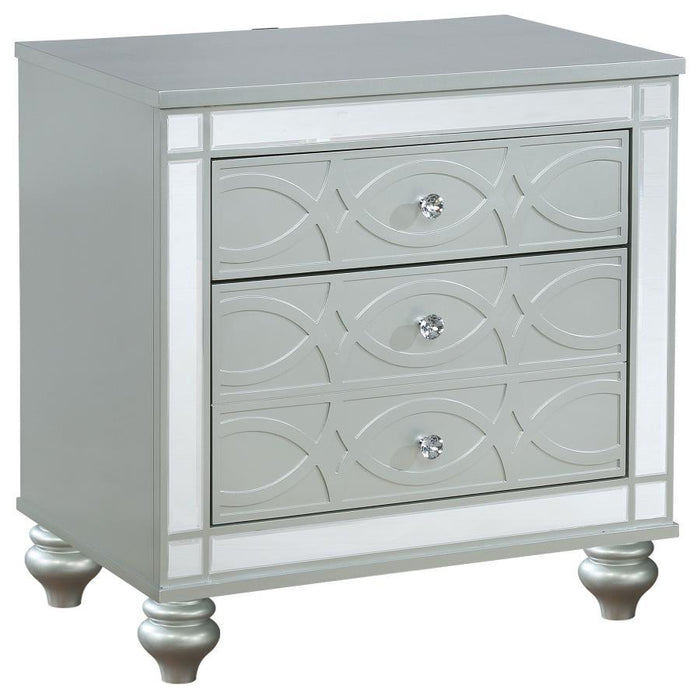 Gunnison - 2-Drawer Nightstand - Silver Metallic - JaxCo Furniture