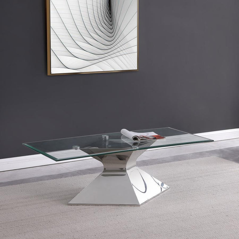 Jenny - Glass Top Stainless Steel Table - JaxCo Furniture