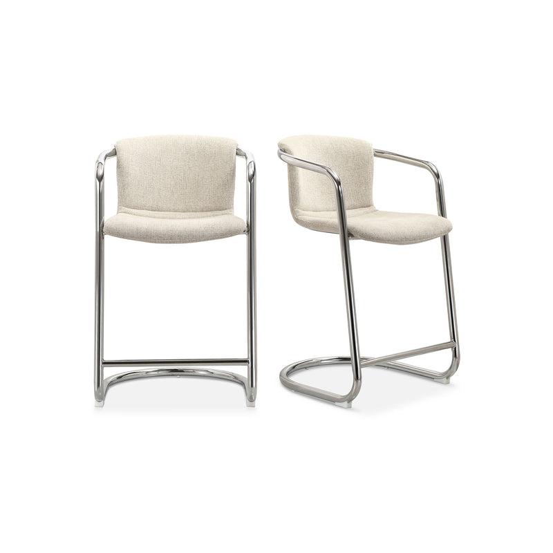 Freeman - Chrome Frame Counter Stool (Set of 2) - Blended Cream - JaxCo Furniture