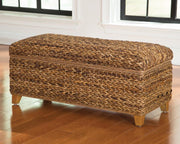 Laughton - Hand - Woven Banana Leaf Storage Trunk - Amber - JaxCo Furniture