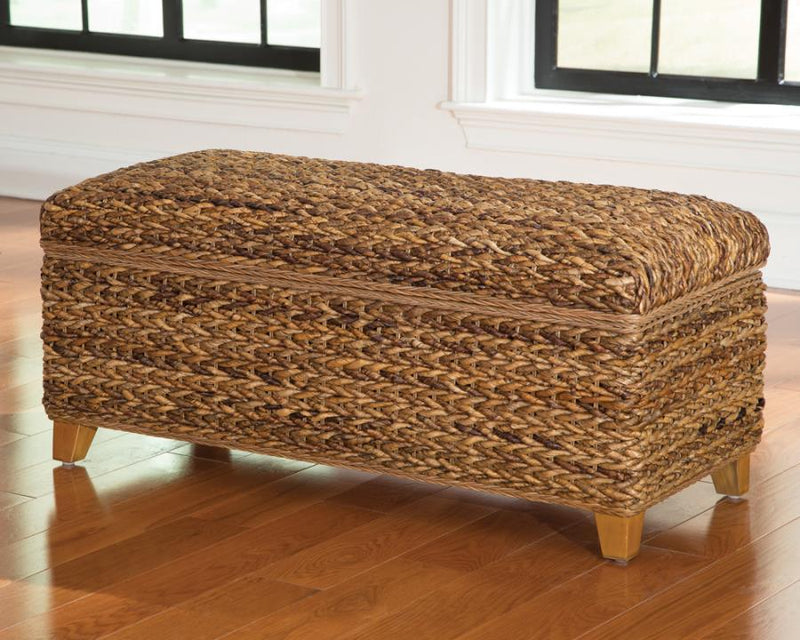 Laughton - Hand - Woven Banana Leaf Storage Trunk - Amber - JaxCo Furniture