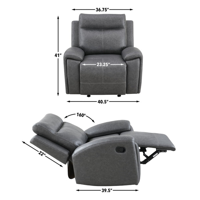 Gaston - Manual Recliner - Gray - JaxCo Furniture