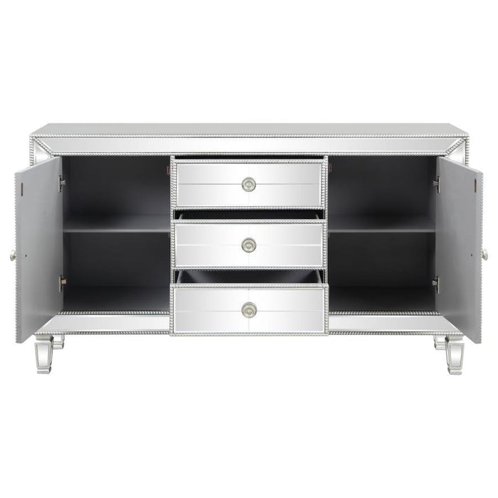 Leticia 3-Drawer Mirrored Storage Accent Cabinet - Silver - JaxCo Furniture