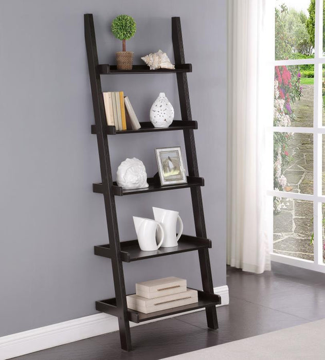 Colella - 5-Shelf Ladder Bookshelf - Cappuccino - JaxCo Furniture