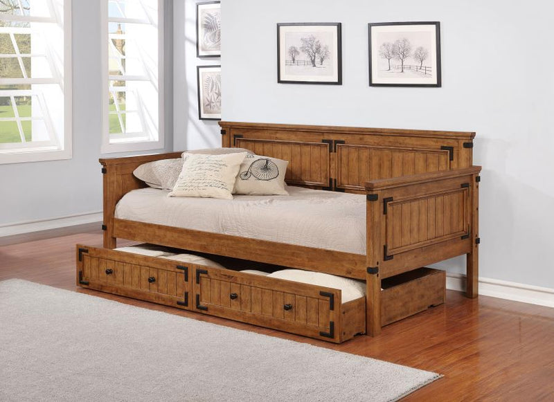 Oakdale - Wood Twin Daybed with Trundle - Rustic Honey - JaxCo Furniture