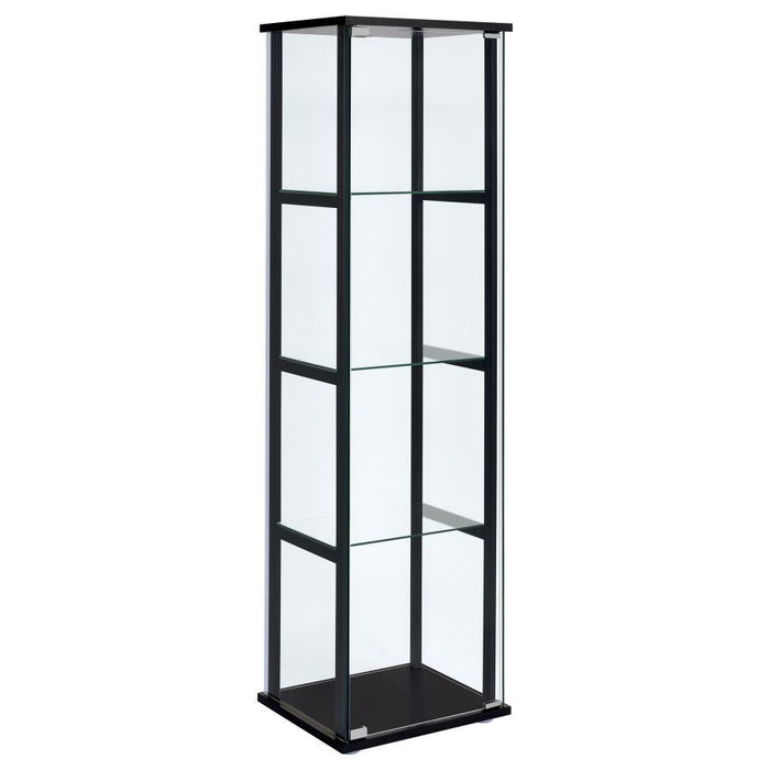 Cyclamen - 4-Shelf Clear Glass Curio Display Cabinet - Black - JaxCo Furniture