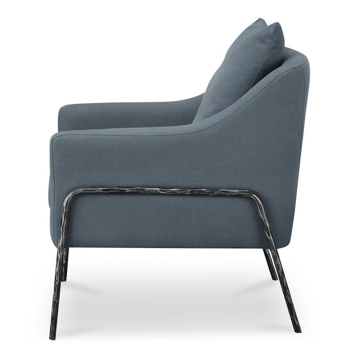 Archer - Accent Chair - Slate Blue Linen Blend - JaxCo Furniture