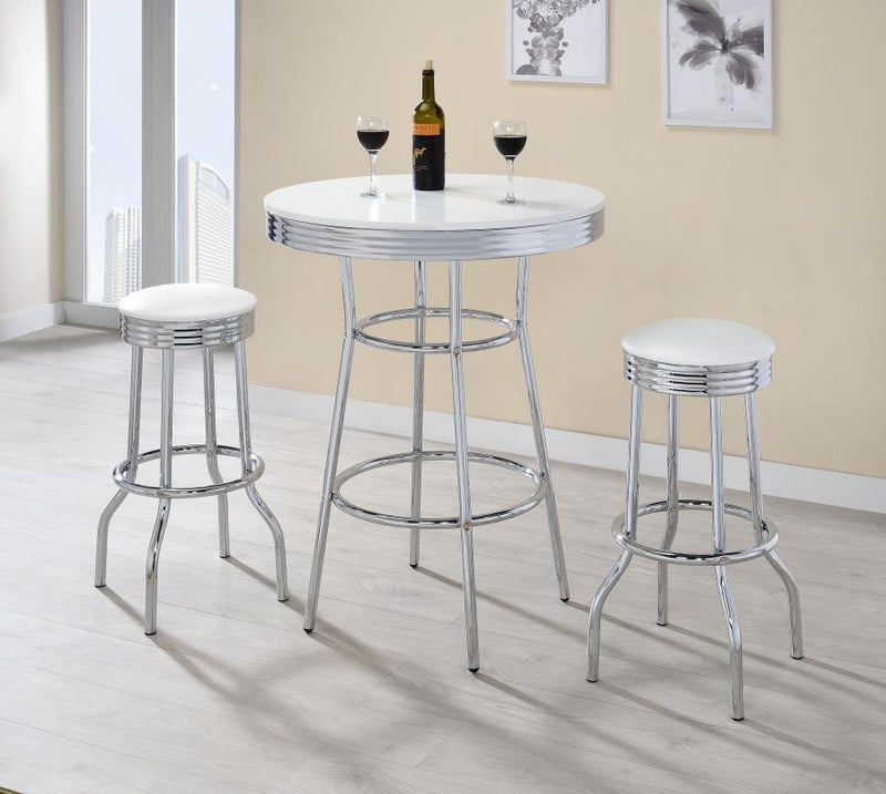 Retro - 3 Pieces Round 1950s Bistro Pub Bar Table Set - JaxCo Furniture