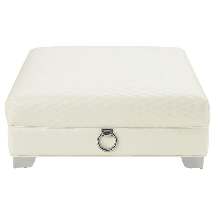 Chaviano - Square Upholstered Ottoman - Pearl White - JaxCo Furniture