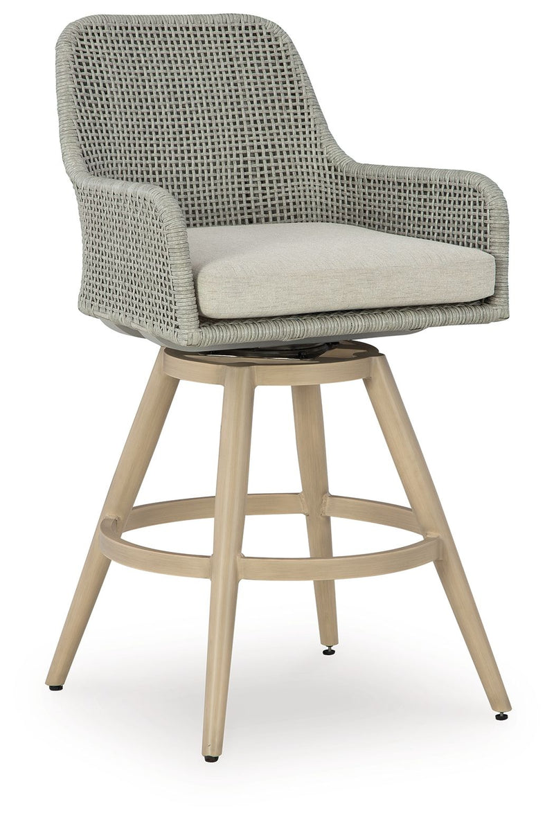 Seton Creek - Beige / Gray - Barstool With Cushion (Set of 2) - JaxCo Furniture