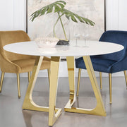 Gwynn - Round Marble Stainless Steel Dining Table - Gold - JaxCo Furniture