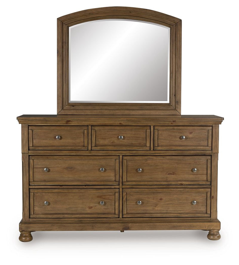 Feddinger - Medium Brown - Dresser And Mirror - JaxCo Furniture