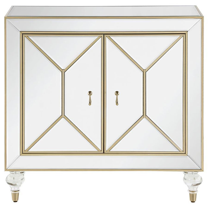 Lupin - 2-Door Mirrored Storage Accent Cabinet - Champagne - JaxCo Furniture