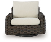 Kimora - Beige / Dark Brown - Swivel Glider Lounge With Cushion - JaxCo Furniture
