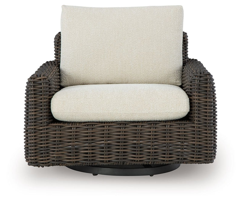 Kimora - Beige / Dark Brown - Swivel Glider Lounge With Cushion - JaxCo Furniture