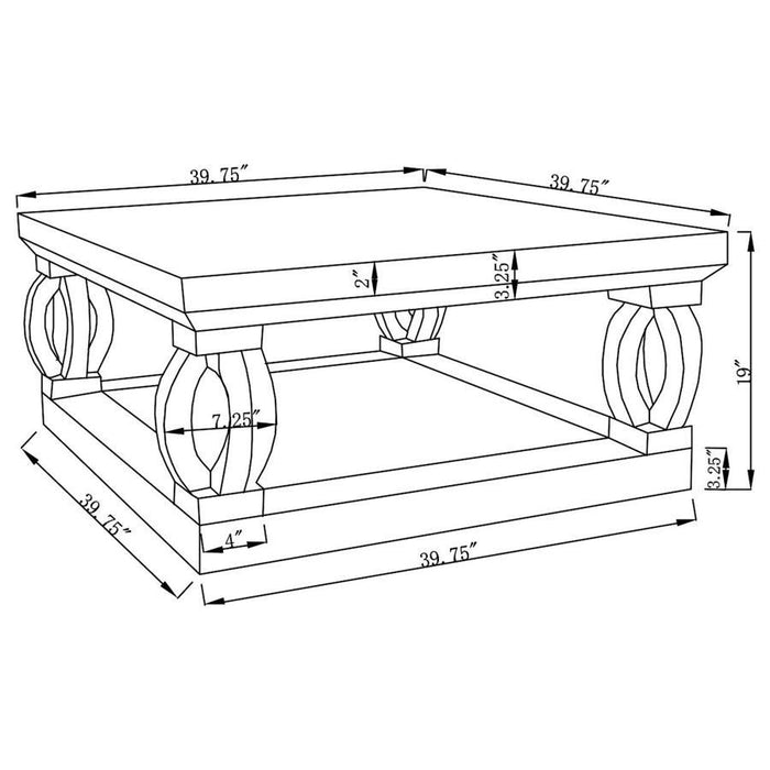 Amalia - Square Mirrored Acrylic Crystal Coffee Table - Silver - JaxCo Furniture