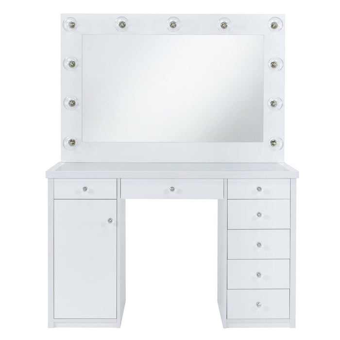 Amia - Complete Vanity With Lightbulbs - Glossy White - JaxCo Furniture