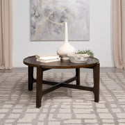 Cota - Round Solid Wood Coffee Table - Dark Brown - JaxCo Furniture