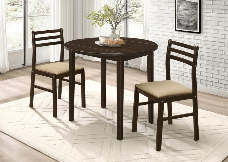 Bucknell - 3 Piece Round Drop Leaf Dining Table Set - JaxCo Furniture