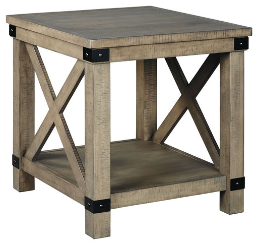 Aldwin - Gray - Rectangular End Table - Crossbuck Styling - JaxCo Furniture
