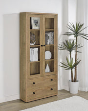 Hawthorne - 4-Shelf Glass Door Tall Cabinet With Drawers - JaxCo Furniture