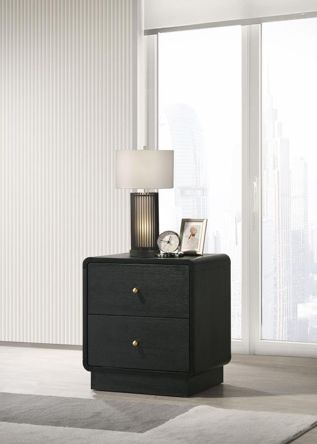 Cavelle - 2-Drawer Nightstand Bedside Table - Black - JaxCo Furniture