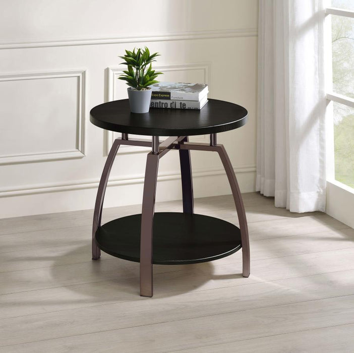 Dacre - Round Engineered Wood Top Side End Table - Dark Gray - JaxCo Furniture