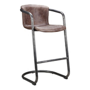 Freeman - Leather Barstool (Set of 2) - Grazed Brown - JaxCo Furniture