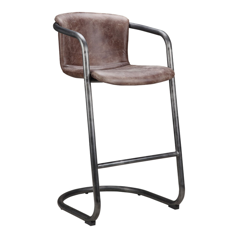 Freeman - Leather Barstool (Set of 2) - Grazed Brown - JaxCo Furniture