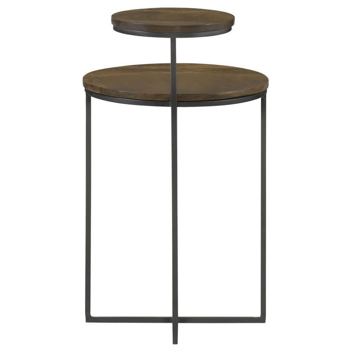 Yael - Round Mango Wood Accent Side Table - Natural And Gunmetal - JaxCo Furniture