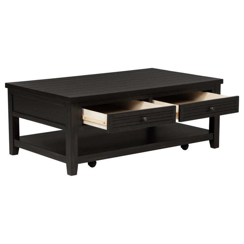 Concord - 2-Drawer Rectangular Coffee Table - Distressed Java - JaxCo Furniture
