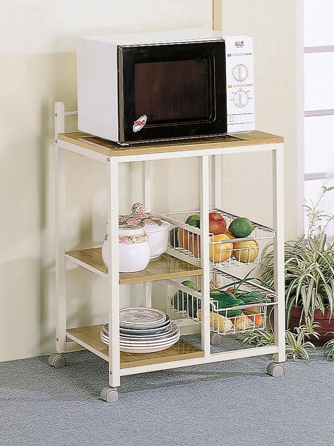 Kelvin - 2-Shelf Mobile Kitchen Cart - Natural Brown And White - JaxCo Furniture