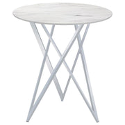 Bexter - Round Faux Marble Bistro Bar Table - Chrome - JaxCo Furniture