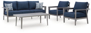 Gali - Gray / Blue - Sofa / Chairs / Table Set (Set of 4) - JaxCo Furniture