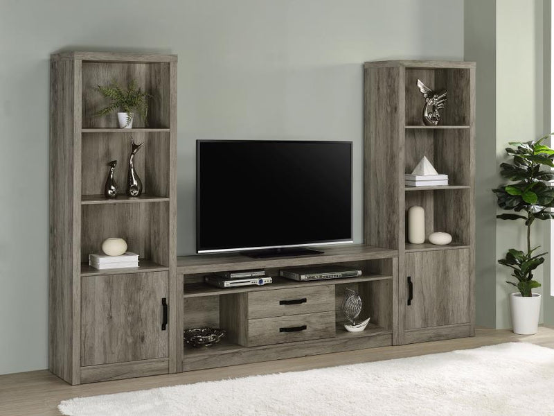 Burke - 3 Piece TV Entertainment Center - Gray Driftwood - JaxCo Furniture