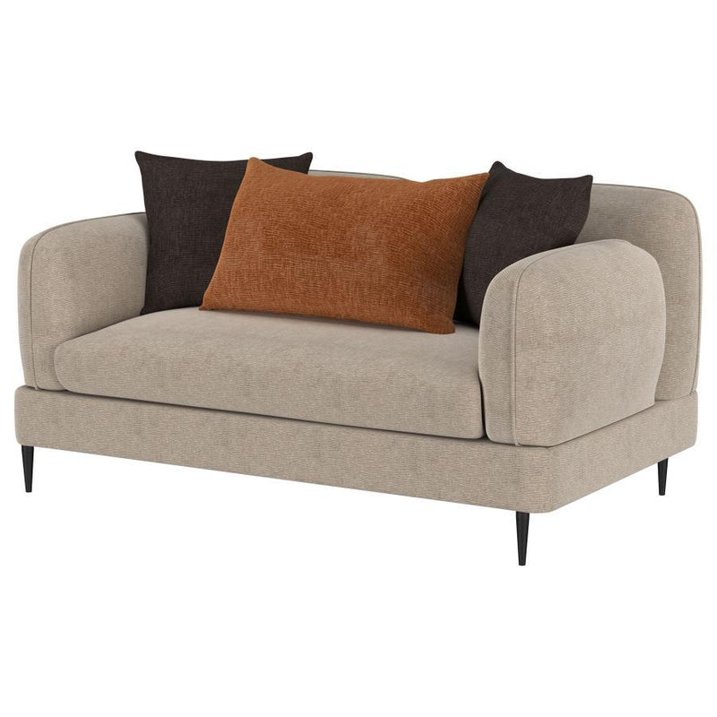 Jade - Chenille Upholstered Modern Track Arm Loveseat - JaxCo Furniture