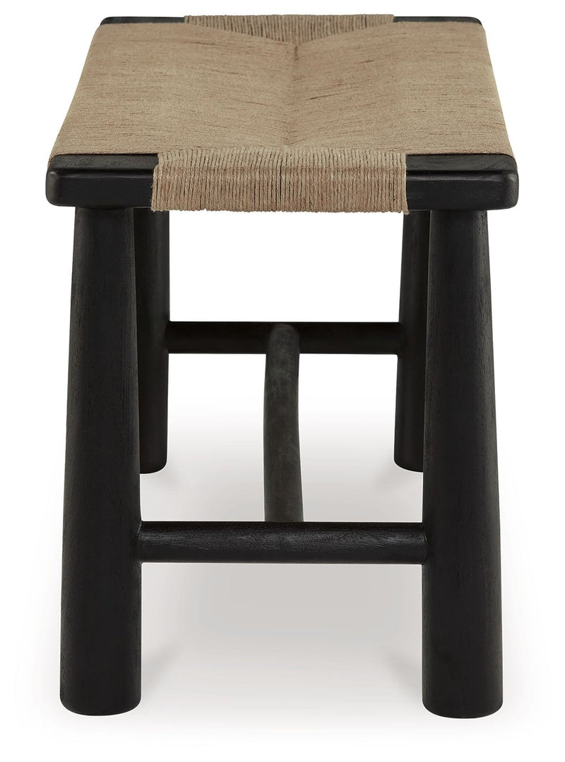 Acerman - Black / Natural - Accent Bench - JaxCo Furniture
