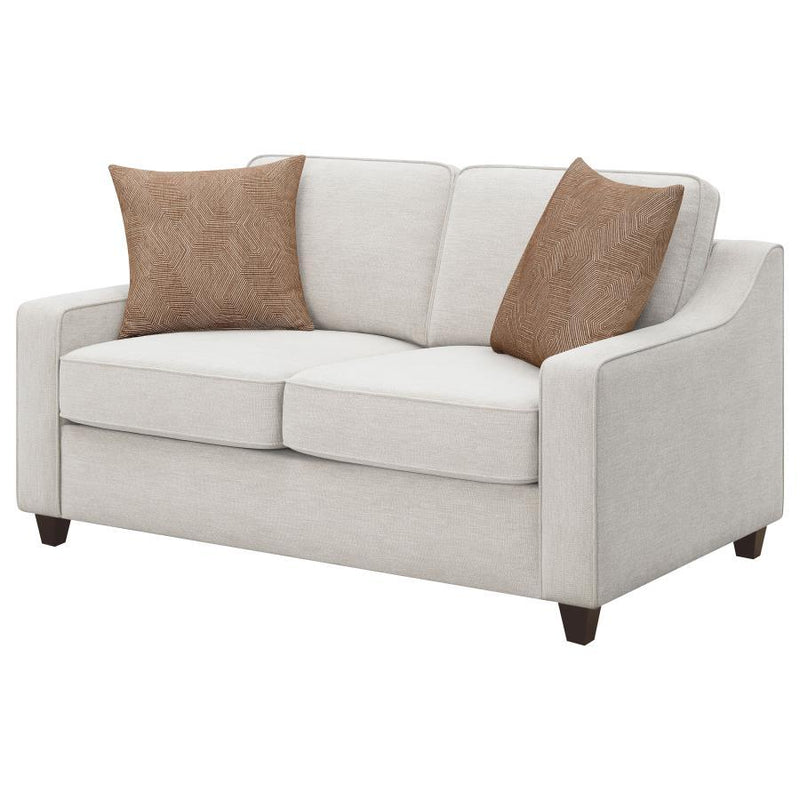 Christine - Upholstered Sloped Arm Loveseat - Beige - JaxCo Furniture