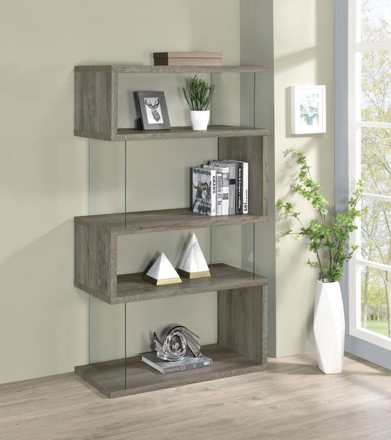 Emelle - 4-Shelf Glass Panel Bookshelf - JaxCo Furniture