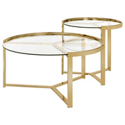 Delia - 2 Piece Round Glass Top Nesting Coffee Table - JaxCo Furniture