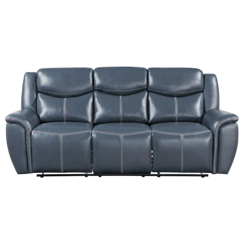 Sloane - Upholstered Padded Arm Reclining Sofa - Blue - JaxCo Furniture
