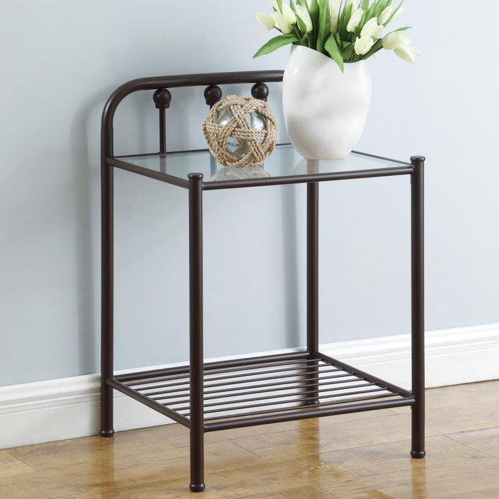 Livingston - Metal 1-Shelf Nightstand - Dark Bronze - JaxCo Furniture